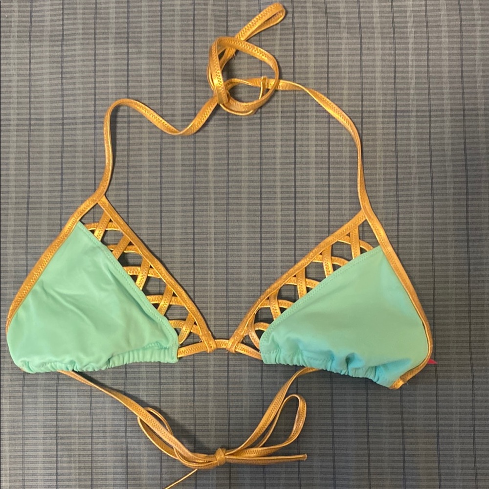 Victoria's Secret Mint and Gold Bikini Top